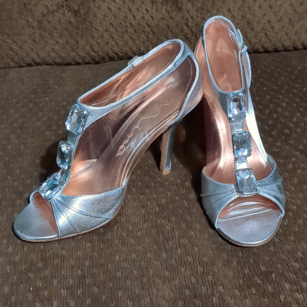 Nina jeweled T-Strap heel.  Worn ONCE. Excellent condition